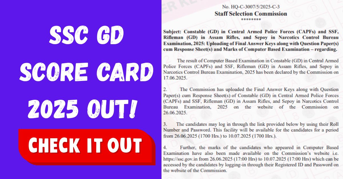 SSC GD Score Card 2025